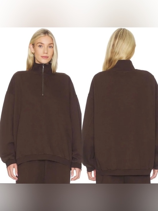 SKIMS Sweaters - SKIMS Oversized Quarter-Zip Pullover in Chocolate Brown